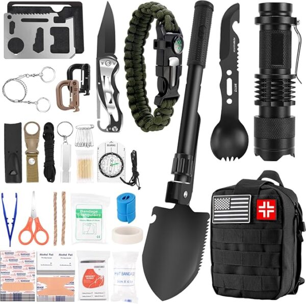 Gifts for Father's Day Men - 118-in-1 Survival Kits - Military-Grade Survival Gear for Outdoor Adventures, Disaster Preparedness, Car/Home/Office Emergency Kit with First Aid Supplies - Image 2
