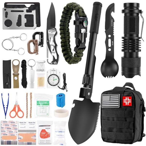 Gifts for Father's Day Men - 118-in-1 Survival Kits - Military-Grade Survival Gear for Outdoor Adventures, Disaster Preparedness, Car/Home/Office Emergency Kit with First Aid Supplies