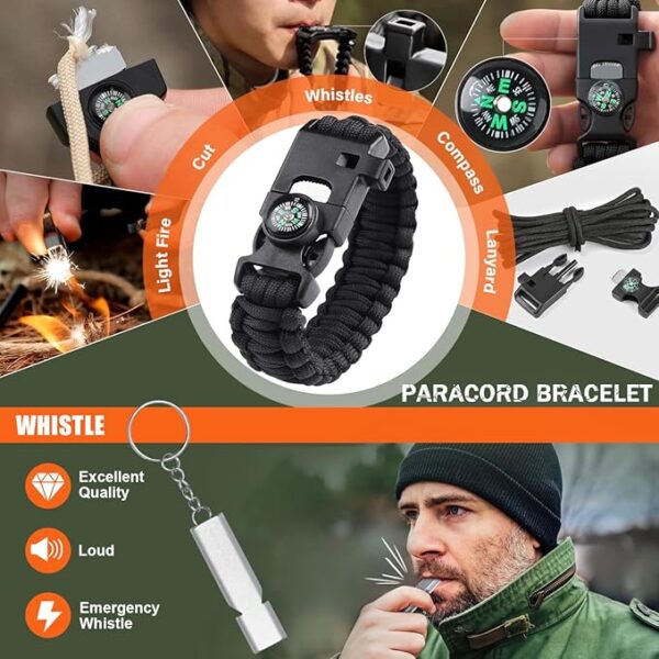 Alritz Emergency Survival Kit, for Men 12 in-1 Outdoor Survival Gear Lifesaving Tools Contains Compass, Fire Starter,for Camping Hiking Wilderness Adventures Disaster Preparedness - Image 3