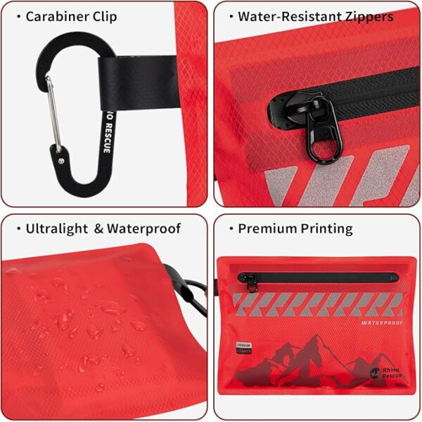 RHINO RESCUE Small First Aid Kit Ultralight Waterproof Medical Kit for Hiking, Backpacking, Cycling, Travel, Vehicles, HSA/FSA Eligible - Image 5