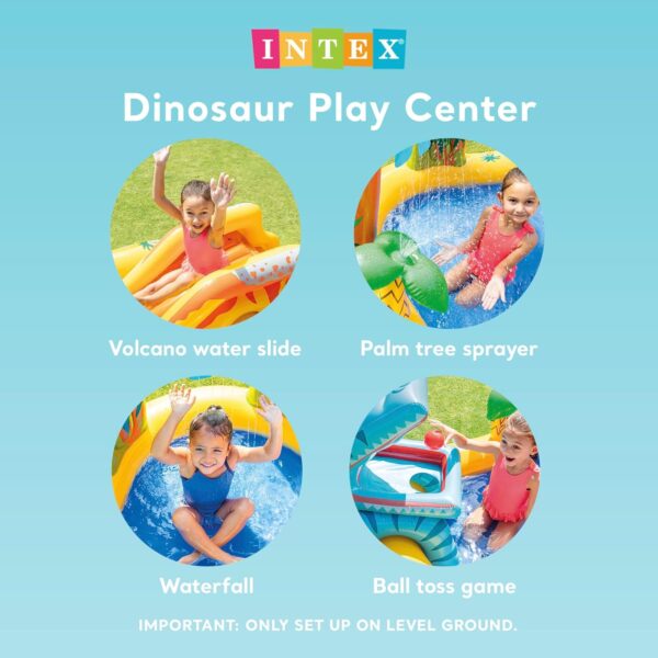 Intex Inflatable Water Slide & Kids Pool, 98" x 75" x 43", Dinosaur Play Center - Backyard Outdoor Blow-Up Splash Pad w/ Sprinkler for Toddlers Ages 2+ - Image 3
