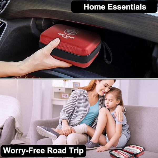 Premium First Aid Kit, 320 Piece Waterproof Hard Shell Eva First Aid Kit for Home, Camping, Cars, Hiking, Travel, Businesses & Outdoor Emergencies - Emergency Medical Kits (Red) - Image 6