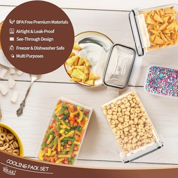PRAKI Airtight Food Storage Containers Set with Lids - 24 PCS, BPA Free Kitchen and Pantry Organization, Plastic Leak-proof Canisters for Cereal Flour & Sugar - Labels & Marker - Image 5