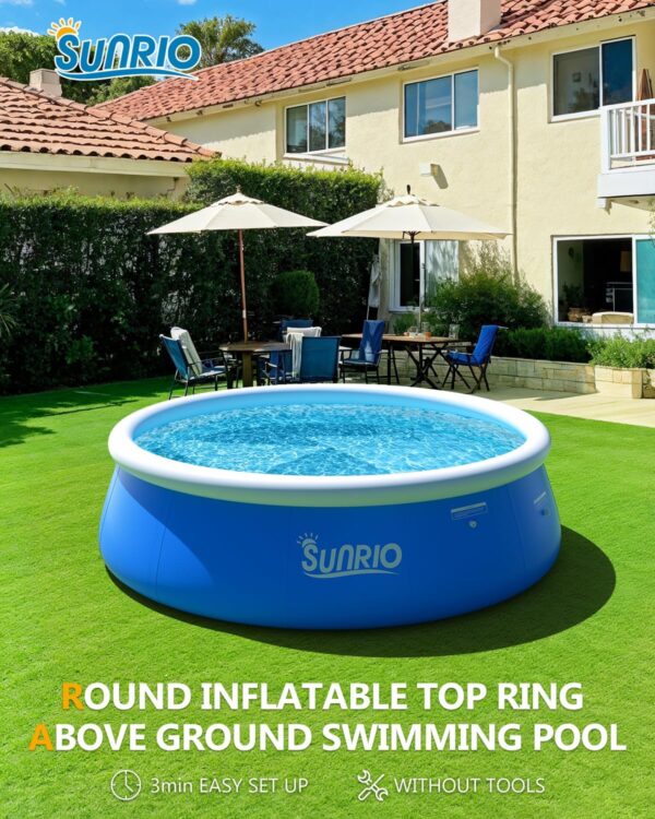 12'*33" Round Inflatable Top Ring Above Ground Swimming Pool Fast Easy to Set Up Blow Up Pool for Summer Outdoor Garden Backyard Childen Adults - Image 5