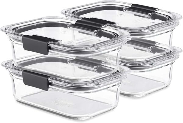 Rubbermaid Brilliance Glass Food Storage Containers, 3.2 Cup, Set of 4, BPA-Free, Leak-Proof, Clear - Image 2