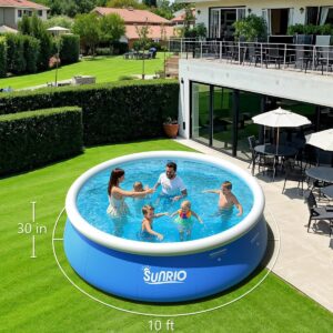 10'*30" Round Inflatable Top Ring Above Ground Swimming Pool Fast Easy to Set Up for Summer Outdoor Garden Backyard Childen Adults
