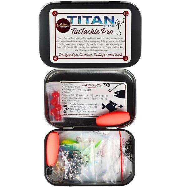 TinTackle Pro â Compact Survival Fishing Kit with Mini Finger Reel | Ultralight Emergency Fishing Gear for Camping, Hiking & Outdoor Survival