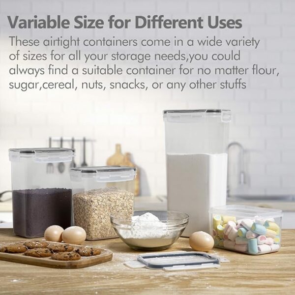CHEFSTORY Airtight Food Storage Containers Set, 14 PCS Kitchen Storage Containers with Lids for Flour, Sugar and Cereal, Plastic Dry Food Canisters for Pantry Organization and Storage - Image 6