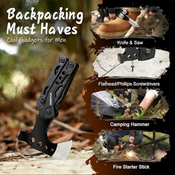 Camping Multitool Accessories Gifts for Men Dad 16 in 1 Upgraded Multi Tool Survival Gear with Axe Hammer Pliers Saw Screwdrivers Bottle Opener Whistle & Portable Sheath For Hiking,Fishing - Image 4