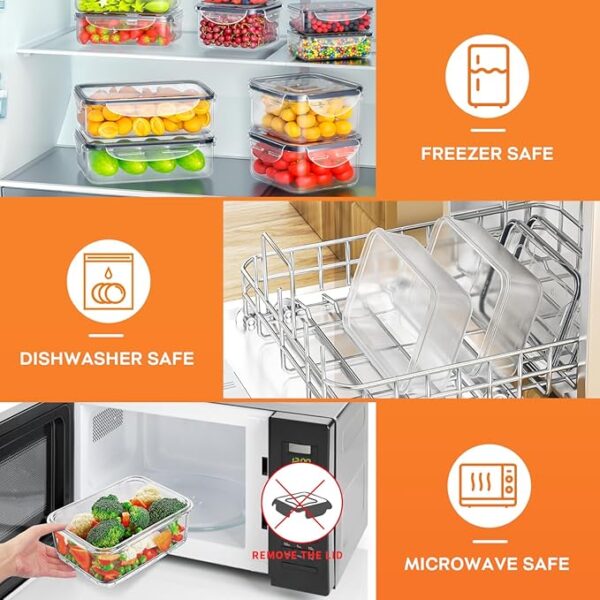 40 PCS Food Storage Containers with Lids Airtight (20 Containers & 20 Lids), Plastic Storage Meal Prep Container-Stackable 100% Leakproof & Microwave Organization and Storage Sets, Lunch Containers - Image 6