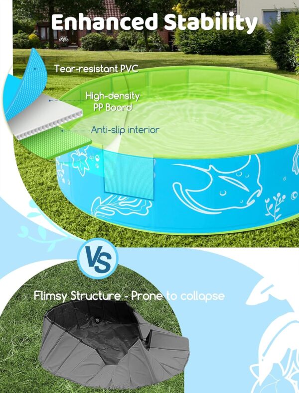 Foldable Kiddie Pool with Canopy: 47in Baby Pool and Beach Tent for Toddlers Infants 6-12 Months and Kids 2-4 Years Old - Portable Water Play with Shade for Outdoor Backyard Beach (Blue-Green) - Image 4