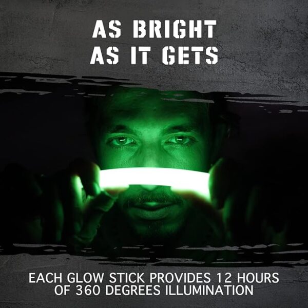 Emergency Glow Sticks with 12 Hours Duration, Individually Wrapped Industrial Grade Glowsticks for Survival Gear, Camping Lights, Power Outages and Military Use - Image 4