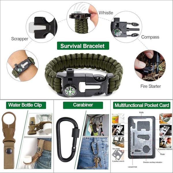 Survival Kit 35 in 1, First Aid Kit, Survival Gear, Christmas Birthday Gifts for Men Boyfriend Him Husband Camping, Hiking, Hunting, Fishing1 - Image 11