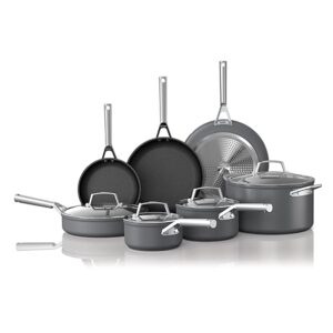 Ninja Foodi NeverStick Professional 12-Piece Cookware Set, Hard-Anodized, Nonstick, Durable & Oven Safe to 500Â°F, Slate Grey, C39800