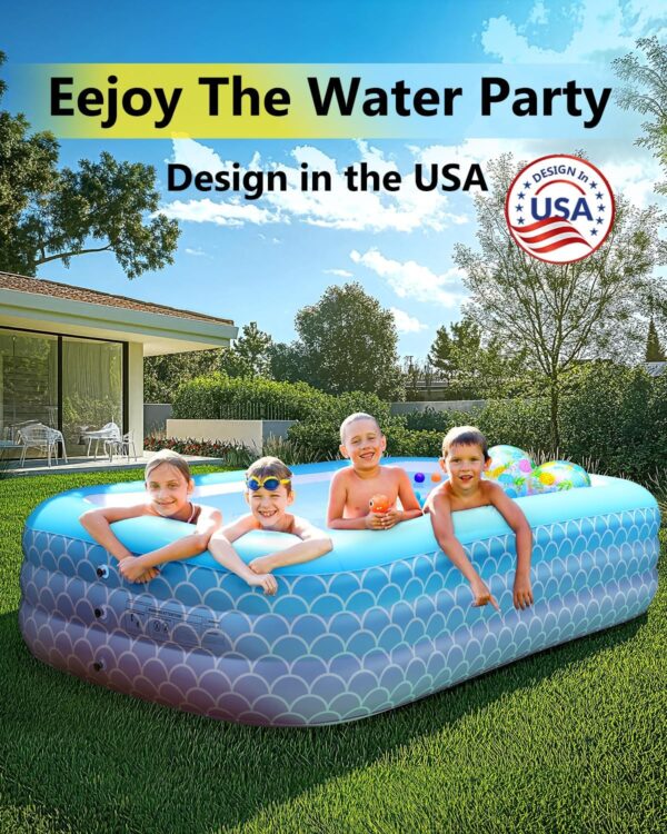 2025 Upgrade Inflatable Pool for Kids and Adults-120"*72"*22" Full-Sized Inflatable Swimming Pool Leakproof Blow Up Above Ground for Backyard Outdoor Garden Summer Water Party Pink - Image 2