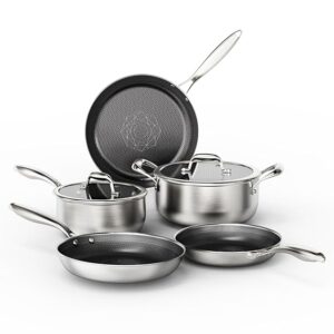 COOKER KING Stainless Steel Cookware Set, Pots and Pans Set Non Stick, Hybrid Ceramic Cookware, Frying Pans, Saucepans & Stock Pot with Glass Lid, Non-Toxic, Oven Safe, Induction Compatible