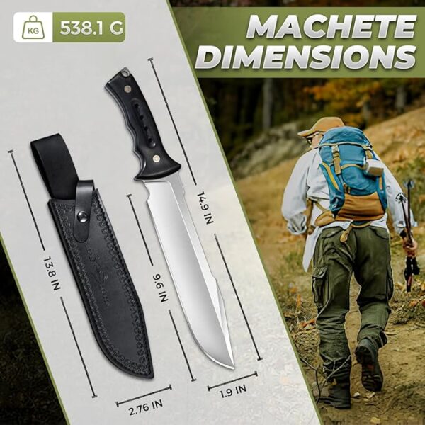 Purple Dragon Machete for Cutting Trees Heavy Duty - Fixed Blade Knife for Yard Work, Garden Clearing, Outdoor Survival, Bushcraft, Camping, Hunting â Includes Sheath - Image 4