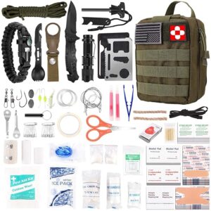 216 Pcs Survival First Aid Kits, Professional Survival Gear Equipment Tools First Aid Supplies kit for SOS Emergency Hiking Hunting Disaster Camping Adventures