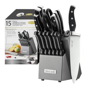 McCookÂ® Knife Sets,German Stainless Steel Kitchen Knife Block Set with Built-in Sharpener