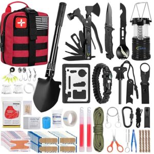 170 PCS Survival Kits, Survival First Aid Kit, Trauma Kit with Essential Survival Gear Emergency Medical Supplies for Hiking Camping Backpacking Outdoor Adventure, Gifts for Christmas Him Dad