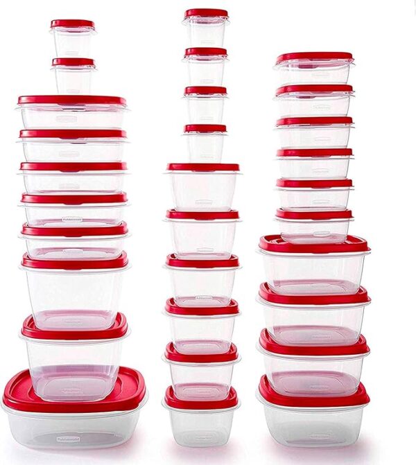 Rubbermaid 60-Piece Food Storage Containers with Lids, Microwave and Dishwasher Safe, Red Color, Ideal for Meal Prep and Pantry Storage - Image 2