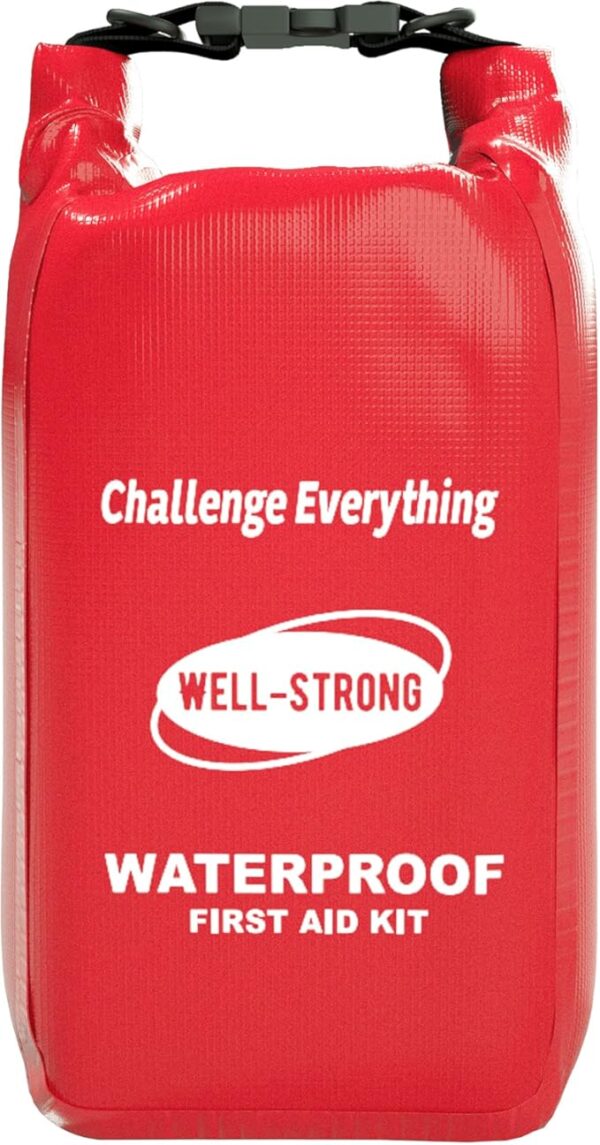 Waterproof First Aid Kit Roll Top Boat Emergency Kit with Waterproof Contents for Fishing Kayaking Boating Swimming Camping Rafting Beach Red - Image 2