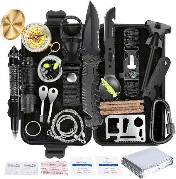 Survival Kit 35 in 1, First Aid Kit, Survival Gear, Survival Tool Gifts for Men Boyfriend Him Husband Christmas Camping, Hiking, Hunting, Fishing - Image 2