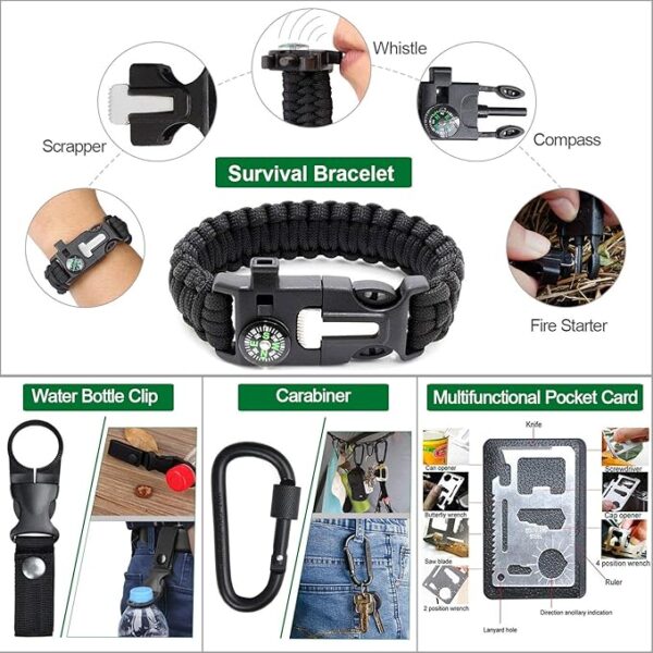 Survival Kit 35 in 1, First Aid Kit, Survival Gear, Survival Tool Gifts for Men Boyfriend Him Husband Christmas Camping, Hiking, Hunting, Fishing - Image 6