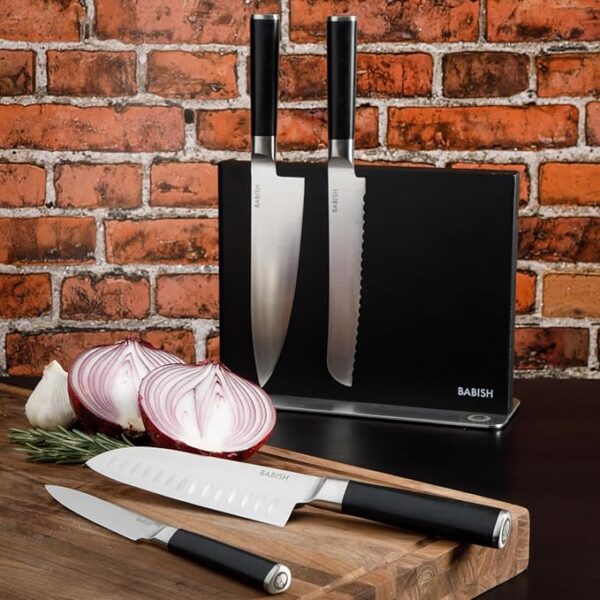 Babish 5 Piece 1.4116 German Steel Magnetic Forged Kitchen Knife Block Set - Image 3