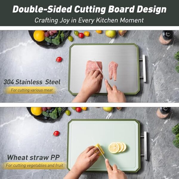 2 in 1 Stainless Steel Cutting Board with Handle Chopping Butcher Block not Titanium Mother Day Best Mama Mommy Bonus Mom Ever Mother In Law Gifts Step Mom Stepmom Grandma Gigi Granny Nana Present - Image 4