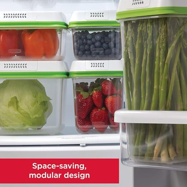 Rubbermaid FreshWorks Produce Saver, Medium and Large Storage Containers, 8-Piece Set, Set of 4, Med & Lg, Clear - Image 6