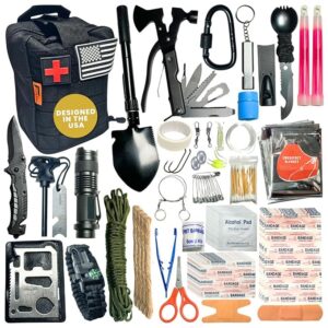 GunZee 175-Piece Survival Kit, First Aid Kit for Emergency and Outdoor Adventures, IFAK, Fishing Gear, MOLLE-Compatible Bag, Car Travel, Camping, Hiking, Earthquake, Tornado, Gifts for Men and Women