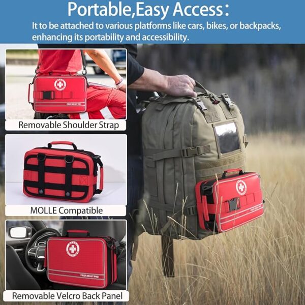 Comprehensive First Aid Kit, Premium Emergency Trauma Kits with Shoulder Strap for Car Camping Gear, Labelled Compartments Survival Kit, Home Essentials, Outdoor Emergency Medical Supplies -324 Piece - Image 6