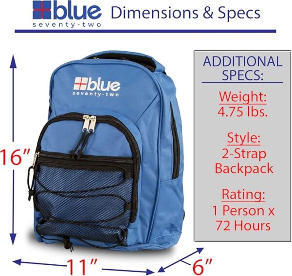 Blue Coolers Blue Seventy-Two | 72 Hour Emergency Backpack Survival Kit for 1 Person | Survival Kit for Wildfires, Earthquakes, Tornado, Hurricane, and Other Emergenciesâ¦ - Image 4