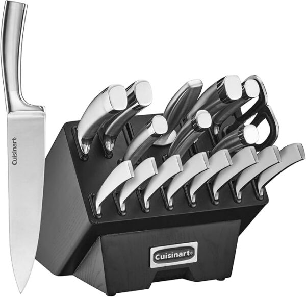 Cuisinart C77SS-19P Normandy 19 Piece Cutlery Block Set, Stainless Steel Ashwood Black - Image 2