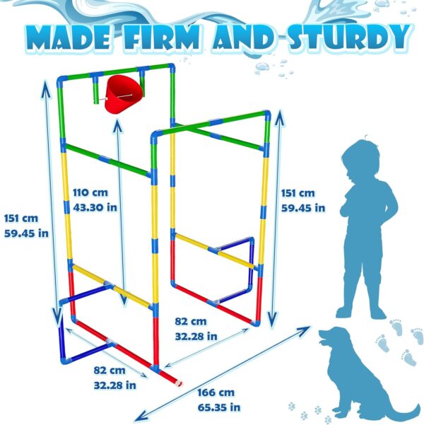 Kids Water Park Sprinkler Tunnel with Dunk Bucket for Kids | Outdoor Water Park for Kids Backyard Activity Summer Water Toy for Kids Outside - Image 3
