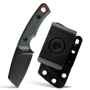 Vosteed Marmoset EDC Fixed Blade Knife - 2.20" 14C28N Blade with Sheath, Green Micarta Handle with S.O.A.R. Clip for Camping Survival Knives - D0701