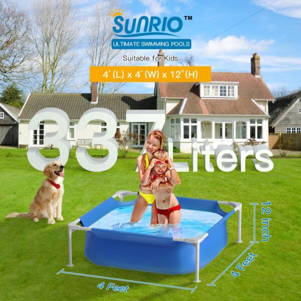4ft x 12in Square Above Ground Swimming Pool with Plastic Frame for Kiddie Swimming Playing Outdoor Backyard Garden - Image 5