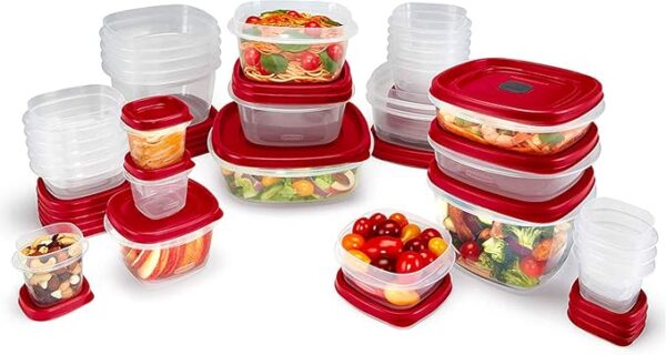 Rubbermaid 60-Piece Food Storage Containers with Lids, Microwave and Dishwasher Safe, Red Color, Ideal for Meal Prep and Pantry Storage - Image 4