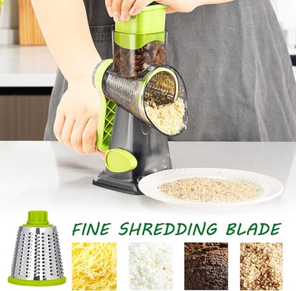 Cheese Grater Rotary Cheese Grater,Versatile Cheese Shredder,Blades for Shredding, Grating, Slicing,Cheese Shredder with Suction Base and Cleaning Brush Kitchen Gift (green) - Image 5