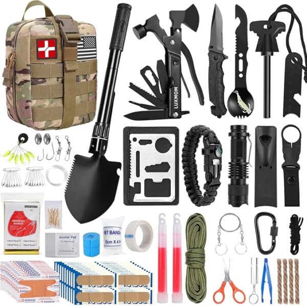 LUXMOM Survival Kit and First Aid Kit, 142Pcs Professional Survival Gear and Equipment with Molle Pouch, for Men Camping Outdoor Adventure/Gifts for Men Dad Christmas - Image 2