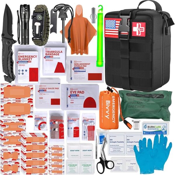 [New Upgrade] First Aid Kit, Survival Gear Outdoor Tactical Gear Set First Aid Kits Military Grade Molle System for Camper Travel Hunting Hiking and Adventures - Image 2