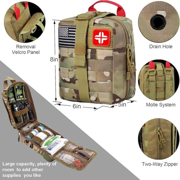 LUXMOM Survival Kit and First Aid Kit, 142Pcs Professional Survival Gear and Equipment with Molle Pouch, for Men Camping Outdoor Adventure/Gifts for Men Dad Christmas - Image 3