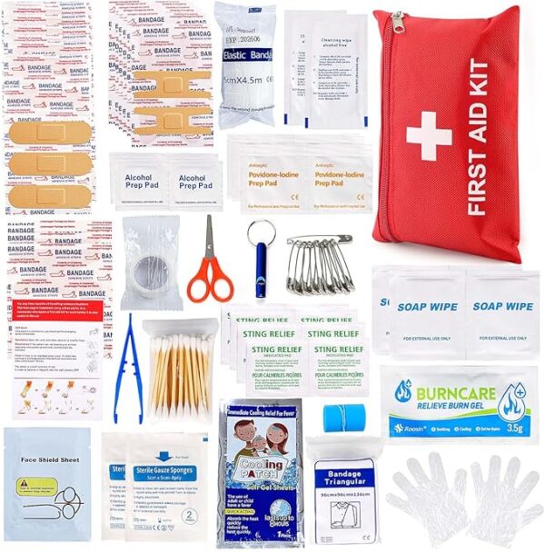 First Aid Kit for Home Car Travel 107 Piece Emergency Kits for Hiking Camping Small Trauma Kit for Boat Vehicle Lightweight Compact Pocket Aid Kit for Sports Outdoor Survival - Image 2