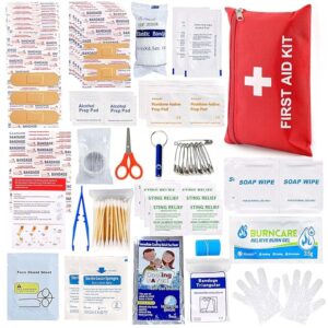 First Aid Kit for Home Car Travel 107 Piece Emergency Kits for Hiking Camping Small Trauma Kit for Boat Vehicle Lightweight Compact Pocket Aid Kit for Sports Outdoor Survival