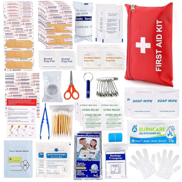 First Aid Kit for Home Car Travel 107 Piece Emergency Kits for Hiking Camping Small Trauma Kit for Boat Vehicle Lightweight Compact Pocket Aid Kit for Sports Outdoor Survival