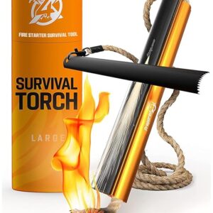 Fire Starter Survival Tool - All-in-One Flint and Steel Fire Starter Kit - Ferro Rod Fire Starter with 36" Waterproof Tinder Wick Rope and Steel Fire Striker - Patented Firestarter | Prepared4X