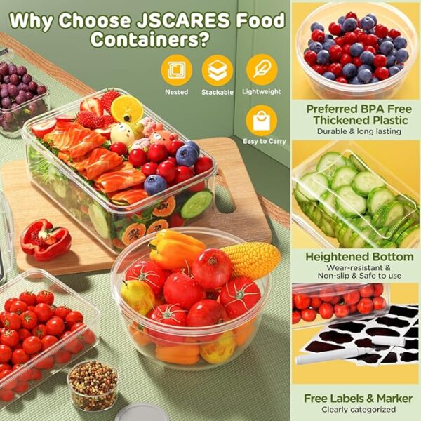 40 PCS Food Storage Containers with Lids Airtight (20 Lids &20 Containers) - Leakproof Meal-Prep Containers for Kitchen Storage Reusable Plastic Microwave/Dishwasher Safe with Labels & Pen - Image 5