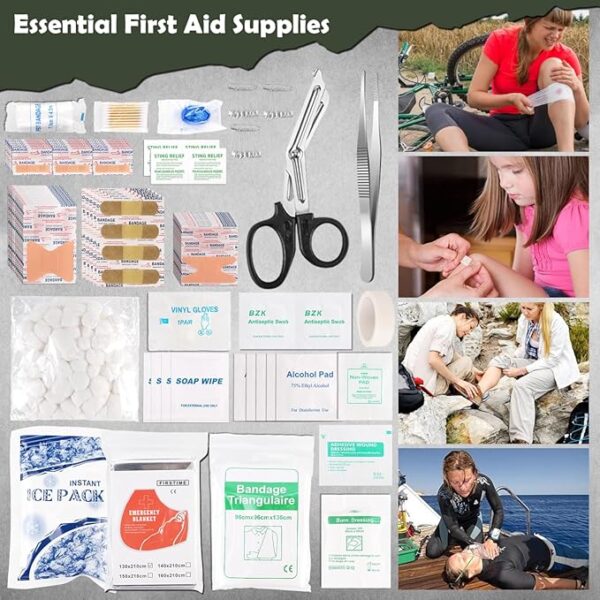 320 PCS Survival Kits First Aid Kit, Gifts for Men Christmas Him Dad, Survival Gear and Equipment with Tactical Molle Pouch for Car Camping Hiking Outdoor Adventure Earthquake Home Office - Image 6
