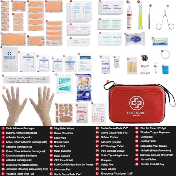 Premium First Aid Kit, 320 Piece Waterproof Hard Shell Eva First Aid Kit for Home, Camping, Cars, Hiking, Travel, Businesses & Outdoor Emergencies - Emergency Medical Kits (Red) - Image 4